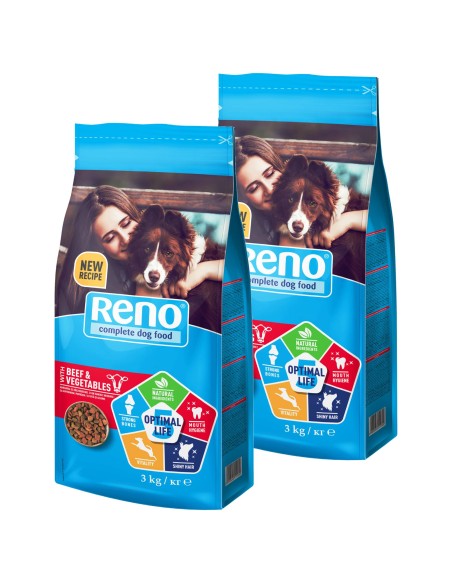Pełnoporcjowa sucha karma dla dorosłego psa z wołowiną i warzywami RENO OPTIMAL LIFE 5, 2x3 kg - Sucha karma dla psa Pełnoporcjowa sucha karma dla dorosłego psa z wołowiną i warzywami RENO OPTIMAL LIFE 5, 2x3 kg 5999566111600