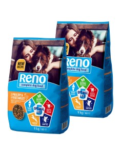 Zestaw 2x Reno Dry Dog OPTIMAL LIFE 5 with poultry & vegetables 8kg 5999566111617