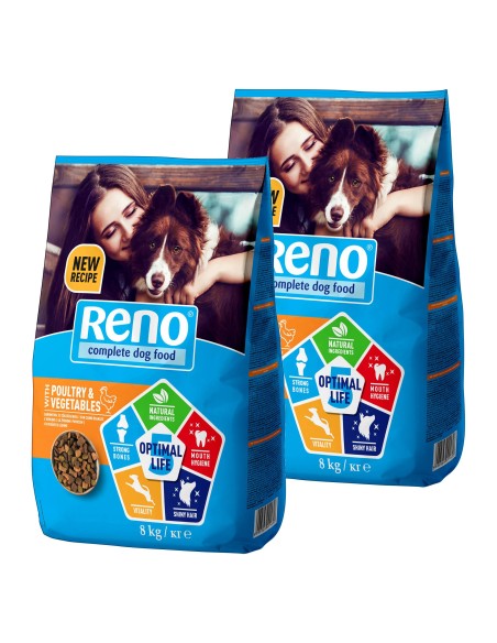 Zestaw 2x Reno Dry Dog OPTIMAL LIFE 5 with poultry & vegetables 8kg - Karma dla psa Zestaw 2x Reno Dry Dog OPTIMAL LIFE 5 with poultry & vegetables 8kg 5999566111617
