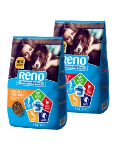 Zestaw suchej karmy dla psa Reno z wołowiną 8 kg + Reno z drobiem 8 kg 5999566111594