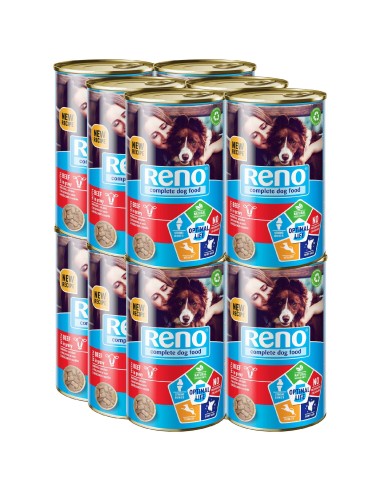 Kompletna i wartościowa mokra dla psa z wołowiną w sosie Reno Dog Can Optimal Life 5, 12x1240 g - Mokra karma dla psa