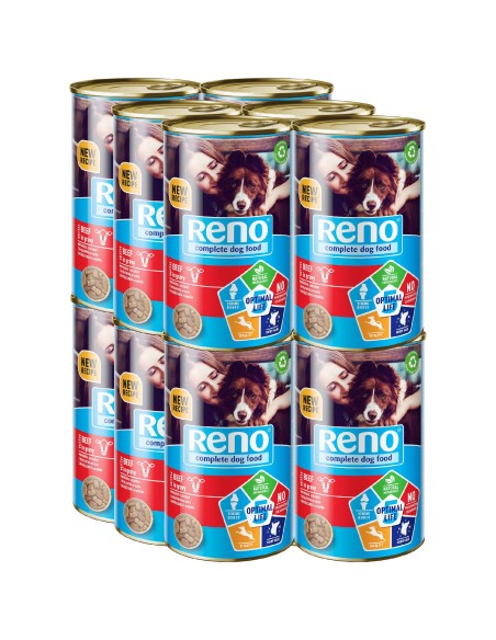 Kompletna i wartościowa mokra dla psa z wołowiną w sosie Reno Dog Can Optimal Life 5, 12x1240 g - Mokra karma dla psa Kompletna i wartościowa mokra dla psa z wołowiną w sosie Reno Dog Can Optimal Life 5, 12x1240 g 5999566111839