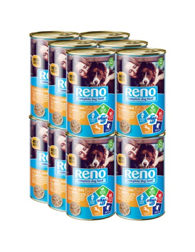 Aromatyczna mokra karma dla psów z kurczakiem, wątróbką i marchewką w sosie Reno Dog Can Optimal Life 5, 12x1240 g - Mokra ka...