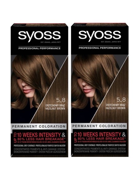 Orzechowy brąz farba do włosów trwała koloryzacja SYOSS, 2 szt. 9000100633345 2