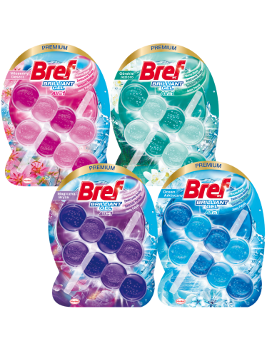 Żelowe zawieszki WC zestaw mix Bref Brilliant Gel, 8x42g 9000101558401