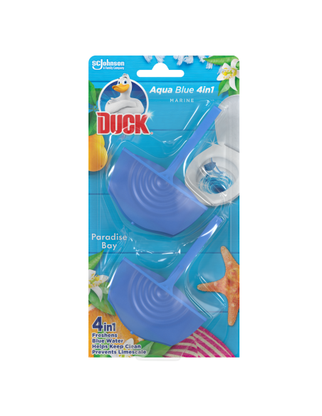 Czyszczące zawieszki do WC barwiące wodę Duck Aqua Blue 4w1 Paradise Bay 2x36g 5000204323832