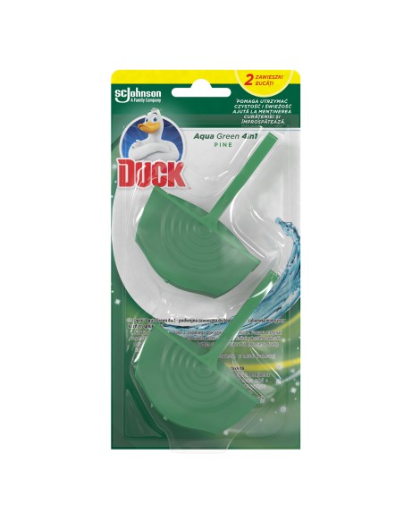 Podwójna zawieszka do toalet barwiąca wodę na zielono Duck Aqua Green 4w1 2x36g 5000204323955