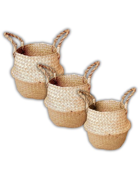 Zestaw koszy z trawy morskiej osłonek na doniczkę NATURAL S + M + L 5902490743373