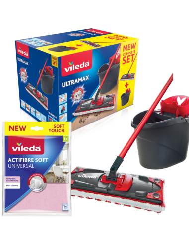 Zestaw mop z wiaderkiem Vileda Ultramax BOX + Ściereczka Vileda ACTIFIBRE Soft Universal 1 szt. 4023103143890