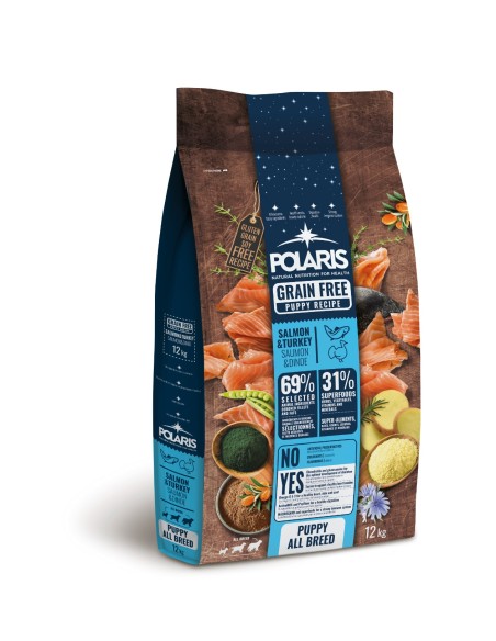Naturalna karma sucha z łososiem i indykiem dla szczeniąt wszystkich ras Polaris 12 kg - Sucha karma dla psa Naturalna karma sucha z łososiem i indykiem dla szczeniąt wszystkich ras Polaris 12 kg 5999566110573 2
