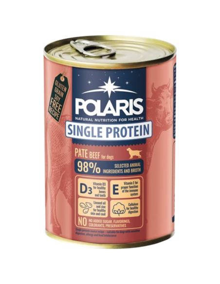 Naturalny pasztet z wołowiną dla psów z alergiami Polaris 400 g 8595606409422 2
