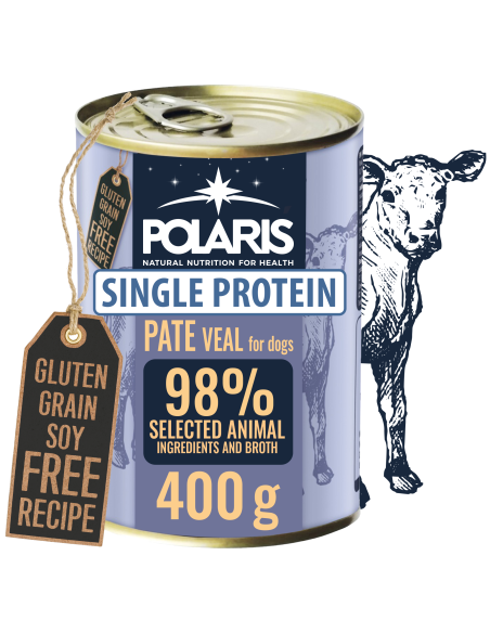 Monobiałkowa mokra karma z cielęciną dla psów dorosłych Polaris 400 g - Mokra karma dla psa Monobiałkowa mokra karma z cielęciną dla psów dorosłych Polaris 400 g 8595606409439