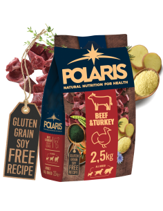 Sucha karma z wołowiną i indykiem dla dorosłych psów wszystkich ras Polaris 2,5 kg 5999566110542