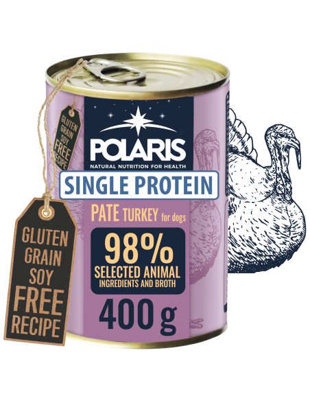 Naturalna mokra karma z indykiem dla psów dorosłych Polaris 400g 8595606409453