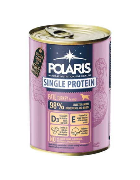 Naturalna mokra karma z indykiem dla psów dorosłych Polaris 400g 8595606409453 2