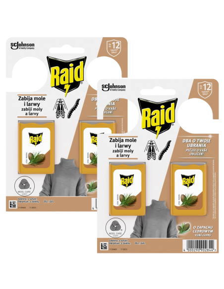 Żelowe zawieszki przeciw molom o zapachu cedrowym Raid 2x2 szt. 4000290902844