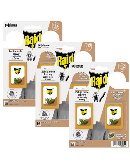 Żelowe zawieszki przeciw molom o zapachu cedrowym Raid 3x2 szt. 4000290902844