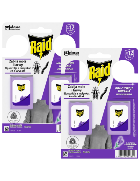 Żelowe zawieszki przeciw molom o zapachu lawendowym Raid 2x2 szt. 5905718981304