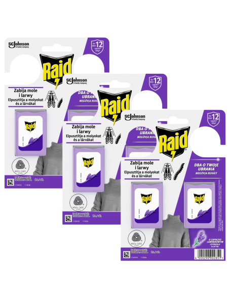 Lawendowe zawieszki przeciw molom w żelu Raid 3x2 szt. 5905718981311