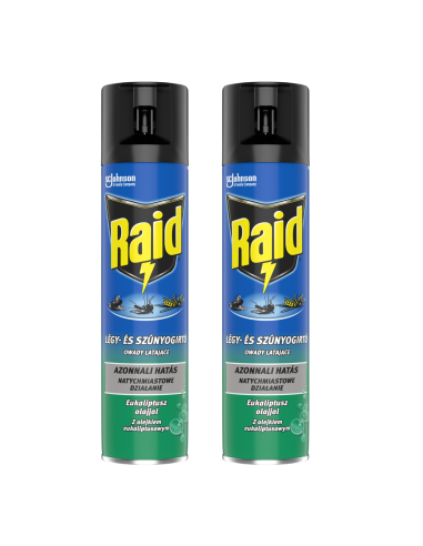 2X Eukaliptusowy spray przeciw owadom latającym, muchom, komarom, osom Raid 400 ml 5000204876192