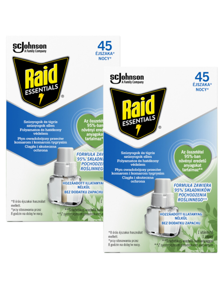 2X Owadobójczy płyn do elektrofumigatora przeciw komarom, zapas Raid 5000204328714