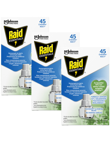 3X Owadobójczy płyn do elektrofumigatora przeciw komarom, zapas Raid 5000204328714