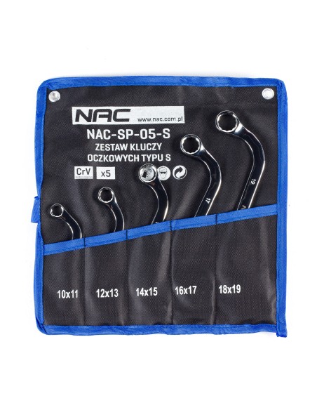 Zestaw 5 kluczy oczkowych typu "S" w etui NAC-SP-05-S 5905842511798 2
