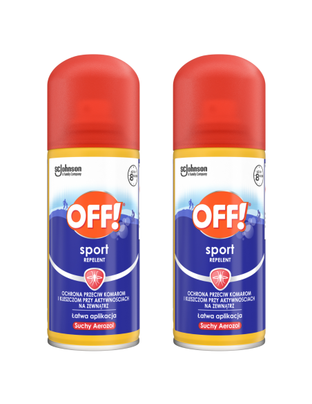 2X Suchy aerozol odstraszający komary i kleszcze do 8h OFF! Sport 100 ml - Środki na komary i kleszcze 2X Suchy aerozol odstraszający komary i kleszcze do 8h OFF! Sport 100 ml 5000204093650