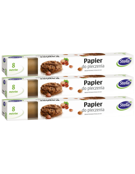 3x Silikonowany papier do pieczenia Stella 8m 5903936000395