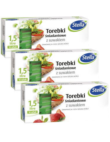 3x Szczelne torebki śniadaniowe z suwakiem Stella 1.5L 16 szt. 5903936009657