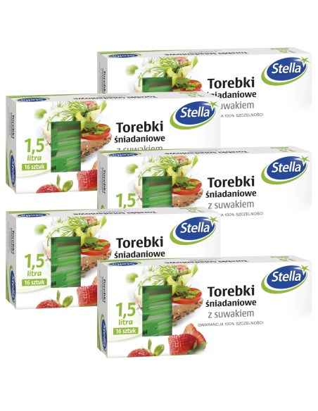 5x Szczelne torebki śniadaniowe z suwakiem Stella 1.5L 16 szt. 5903936009657