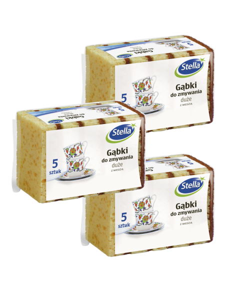 3x Duże gąbki do mycia naczyń Stella 5 szt. 5903936024414