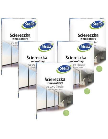 5x Ściereczka z mikrofibry do czyszczenia szyb i luster Stella 30 cm x 40 cm 5903936005710