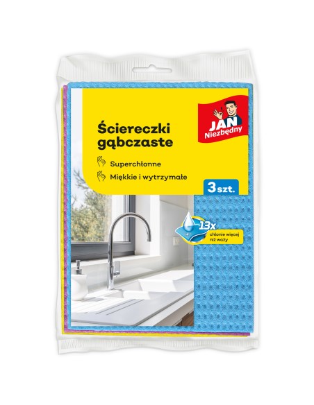 Superchłonne ściereczki gąbczaste Jan Niezbędny 3 sztuki 5900536278810