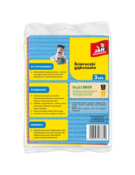 Superchłonne ściereczki gąbczaste Jan Niezbędny 3 sztuki 5900536278810 2