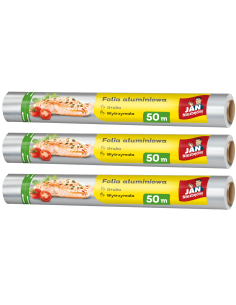 Gruba folia aluminiowa do żywności gruba 50m - 3szt Jan Niezbędny 5900536232591