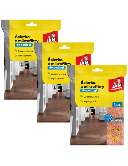 Ścierka z mikrofibry do czyszczenia podłogi 45 x 55 cm 3szt Jan Niezbędny 5900536235653