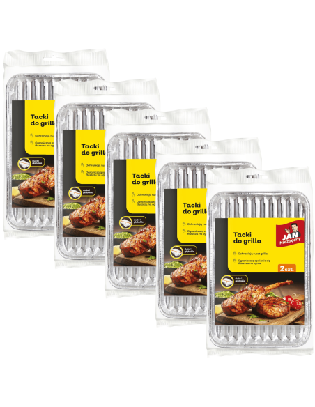 Tacki aluminiowe do grilla 34x23cm 10szt Jan Niezbędny - Naczynia jednorazowe Tacki aluminiowe do grilla 34x23cm 10szt Jan Niezbędny 5900536235462