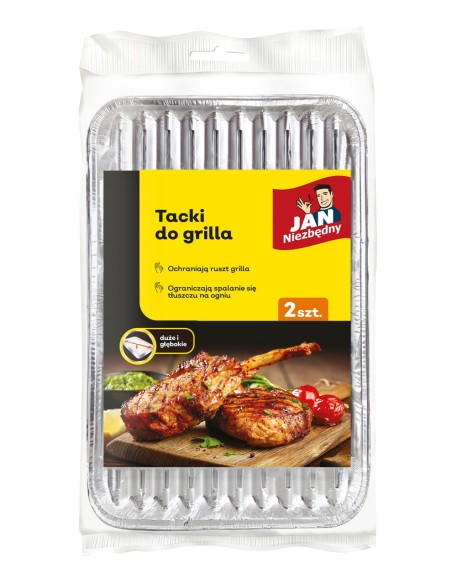 Tacki aluminiowe do grilla 34x23cm 10szt Jan Niezbędny - Naczynia jednorazowe Tacki aluminiowe do grilla 34x23cm 10szt Jan Niezbędny 5900536235462 2