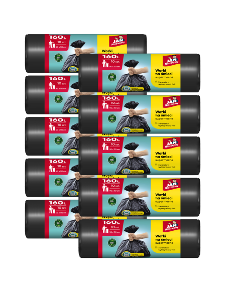 Supermocne worki na śmieci Jan Niezbędny 160 L, 10 rolek 5900536234649