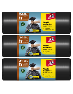 Worki 240l na śmieci supermocne 240l - 3 rolki Jan Niezbędny 5900536318059
