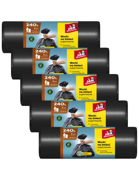 Worki 240l supermocne na śmieci - 5 rolek Jan Niezbędny 5900536318059