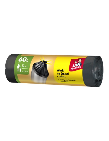 Worki z taśmą  na śmieci 60l 12szt Jan Niezbędny Classic 5900536310480