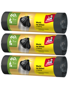 Worki na śmieci z taśmą  60l - 3 rolki Jan Niezbędny Classic 5900536310480