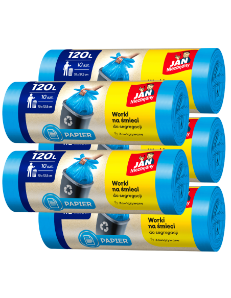 Worki niebieskie do segregacji  Papier 120l - 5 rolek Jan Niezbędny 5900536282466
