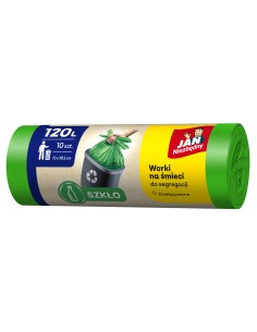 Zielone worki do segregacji Szkło 120l - 3 rolki Jan Niezbędny 5900536282473 2