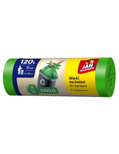 Zielone worki do segregacji Szkło 120l - 3 rolki Jan Niezbędny 5900536282473 2