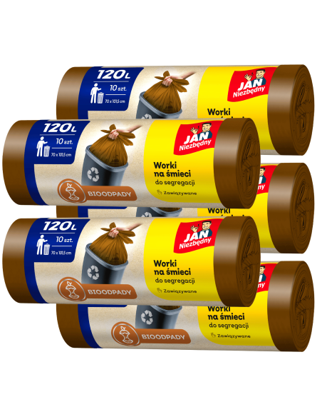 Worki na bioodpady brązowe 120l - 5 rolek Jan Niezbędny 5900536282497