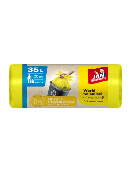 Worki do plastiku żółte 35l 20szt Jan Niezbędny - Worki na śmieci Worki do plastiku żółte 35l 20szt Jan Niezbędny 5900536282503