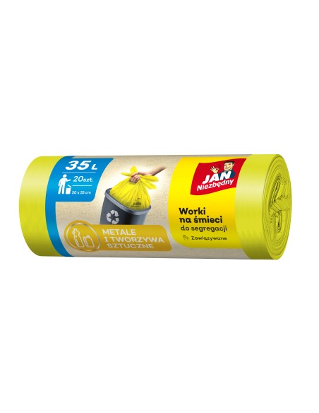 Worki do plastiku żółte 35l 20szt Jan Niezbędny - Worki na śmieci Worki do plastiku żółte 35l 20szt Jan Niezbędny 5900536282503 2